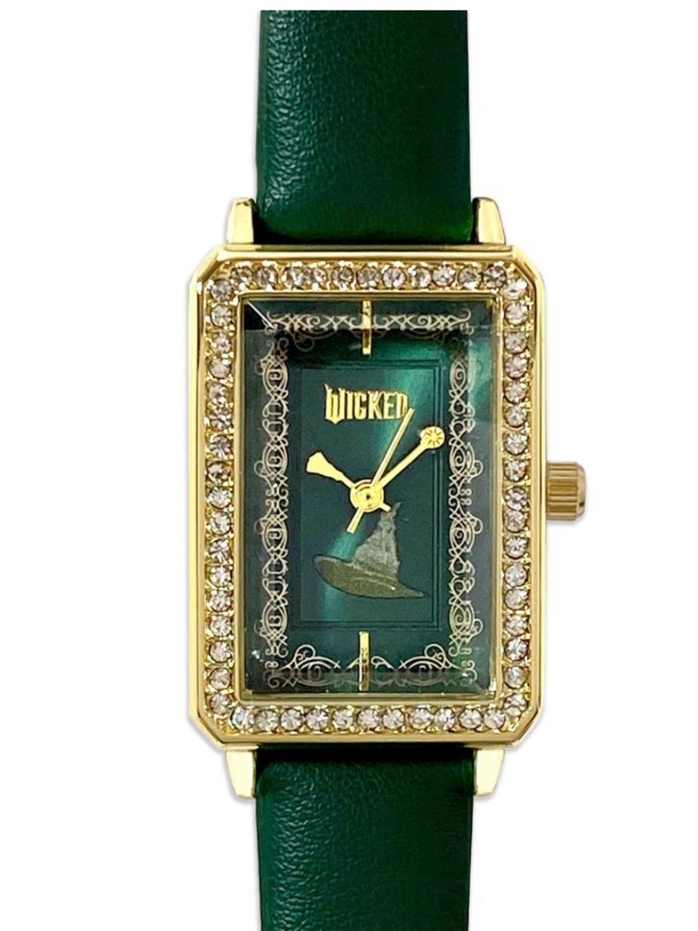 Universal Gold-Tone Rectangular Watch with Green Strap - Picture 6 of 8